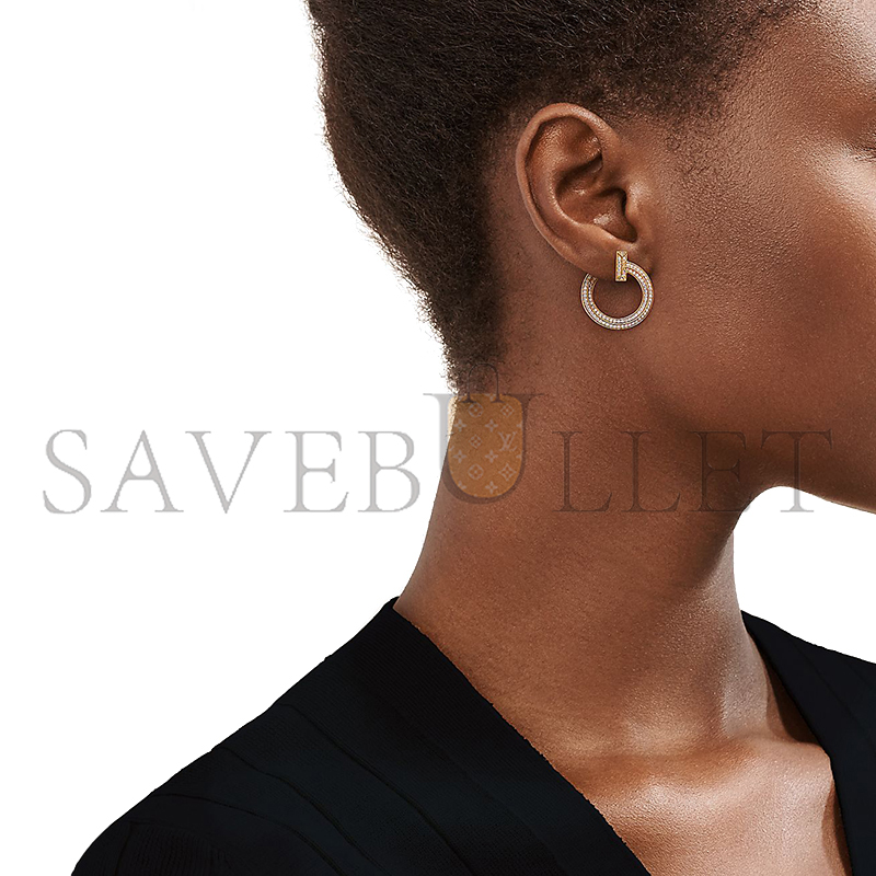 TIFFANY T1 OPEN HOOP EARRINGS IN GOLD WITH DIAMONDS 68408083
